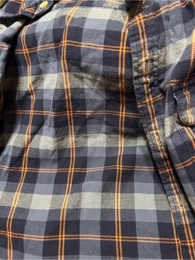 The Normal Brand Navy and Orange Plaid Button-Down Shirt